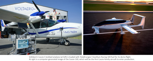 VoltAero Performs the World's First Flight of an Electric-Hybrid Aircraft With 100% Sustainable Fuel From TotalEnergies