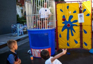 Trying their hand at dunking a cop