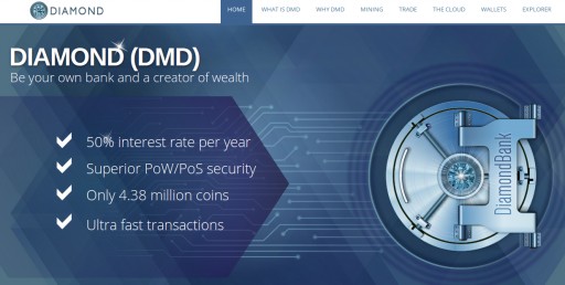 2 Years in Development Valuable Bitcoin Alternative Diamond Coin (DMD) Offers 50% Annual Interest