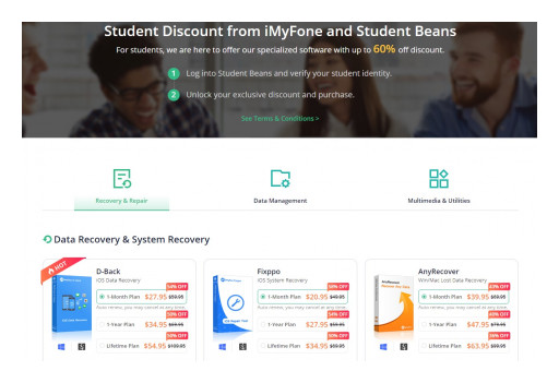 iMyFone Partners With Student Beans to Offer Up to 60% Student Exclusive Discount