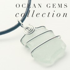 Wire Wrapped Light Blue Sea Glass Necklace