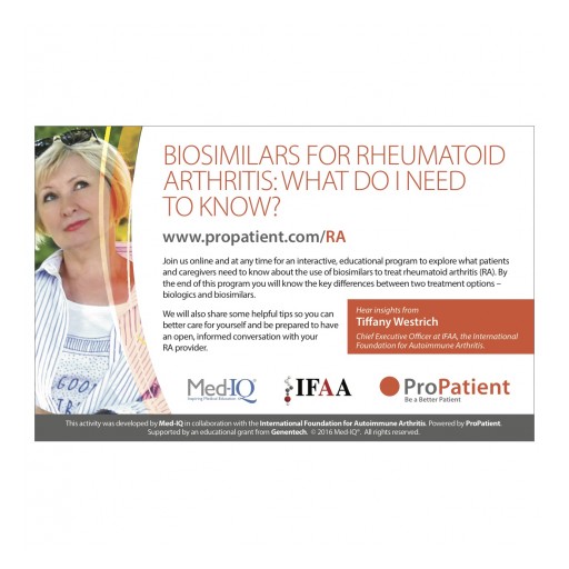 New Online Resource for Patient's Considering Biosimilars to Treat Rheumatoid Arthritis (RA)