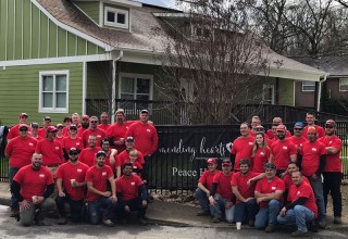Employees at RGF's 2018 Good Friday Service Project at Mending Hearts in Nashville, Tenn