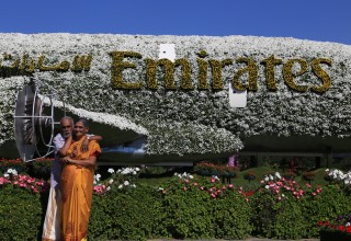 Vijayan & Mohana At massive Emirates flower set in Global Village
