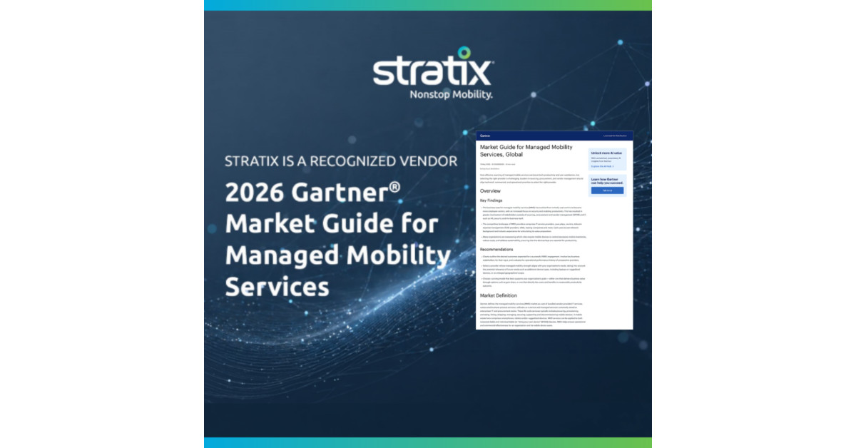 0 News Article Image Stratix Recognized in 2026 Gartner(R) Market Guide for Managed Mobility Services for Second Consecutive Year