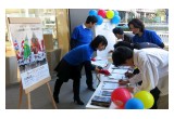 Volunteers from the Church of Scientology Tokyo set up a petition booth in front of their Church to collect signatures to mandate human rights education in all schools in the country.