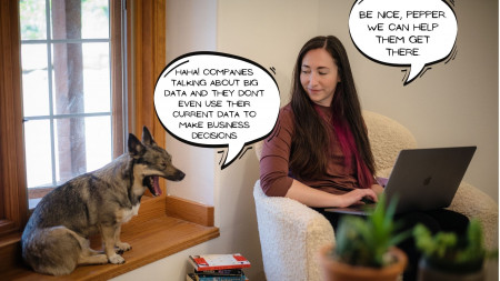Insight Lime Analytics Founder MaryBeth Maskovas & the agency's mascot dog Pepper
