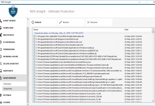 RDS-Knight Ransowmare Protection takes Snapshots of Files and Programs for backup