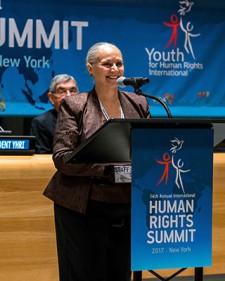 President of Youth for Human Rights International Mary Shuttleworth at the Youth for Human Rights World Summit at the United Nations in New York