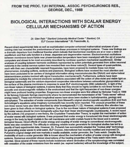 1988 Paper Outlines Cellular Mechanisms For “Scalar Energy” Bioeffects—And Reports An In-Vitro Neurotransmitter Signal Worth Replicating