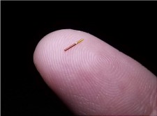 World's smallest implantable, wireless pressure sensor developed by Integra Devices.