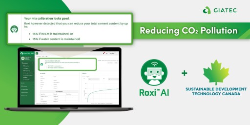 How to Reduce CO2 Pollution on Construction Sites? Giatec's SmartRock™ AI Assistant, Roxi™, and SDTC Have the Answer