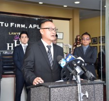 Attorney Hoang Huy Tu with the Press