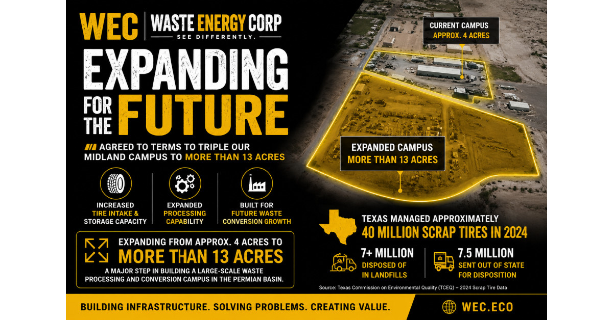 Waste Energy Moves to Triple Midland Footprint as Company Builds Out Large-Scale Waste Processing and Conversion Campus