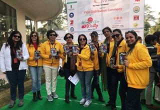 Youth for Human Rights volunteers at the "Save the Girl Child" Campaign sponsored by the city of Uttarakhand in Northern India and the Federation of Indian Chambers of Commerce and Industry (FICCI) Ladies Organisation