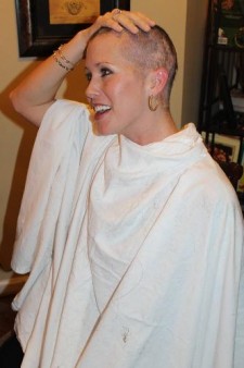 Lindsey Anderson's shaved head