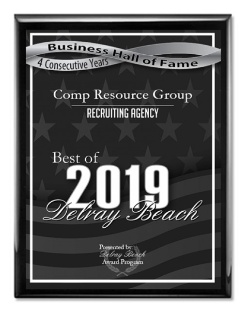 Comp Resource Group Receives 2019 Best of Delray Beach Award, Recognized for a 4th Straight Year