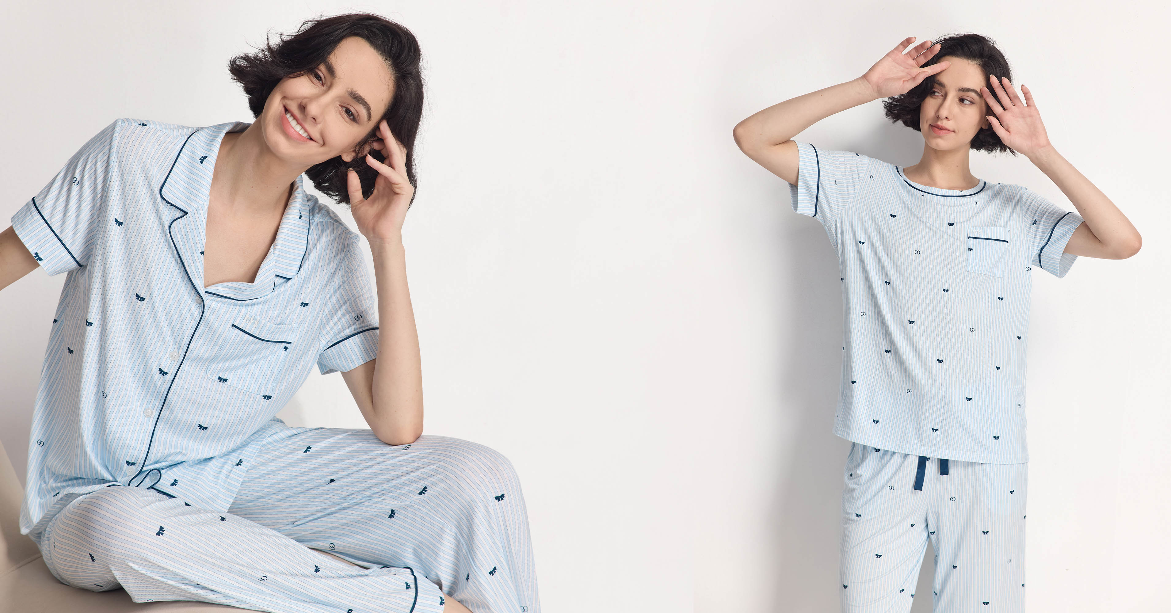 GYS Premium™ Bamboo Striped Ribbons Pajamas set