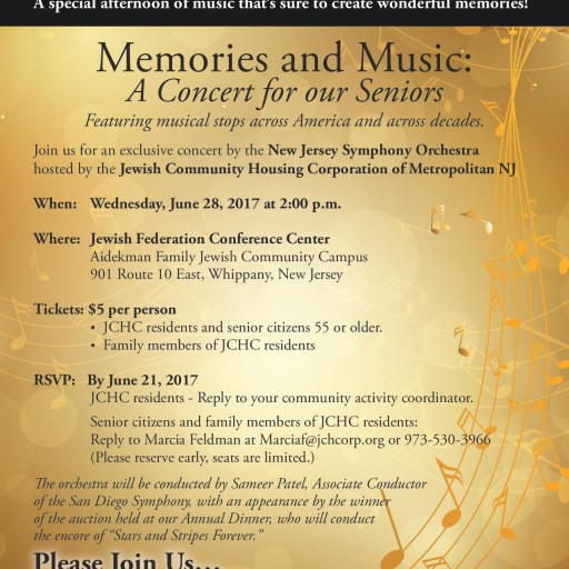 June 28: Jewish Community Housing Corporation to Host Symphony Concert for Residents and Area Seniors