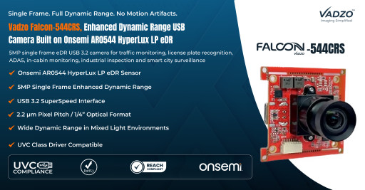 Vadzo Imaging Explains Enhanced Dynamic Range USB Camera Technology: Falcon-544CRS based on Onsemi AR0544 HyperLux LP eDR for Reliable Single-Frame Imaging in Mixed-Light Environments