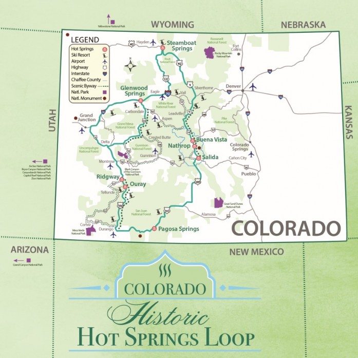 map of the Colorado Historic Hot Springs Loop