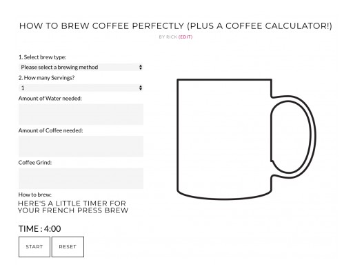 Coffee in My Veins Launches Coffee Calculator to Help Coffee Lovers Brew the Perfect Cup of Coffee
