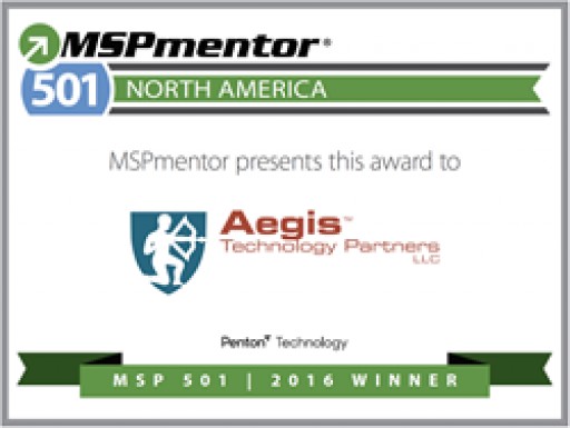 Aegis Technology Partners Ranked Among Top 501 Managed Service Providers by Penton Technology's MSPmentor