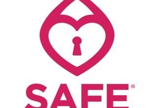 The SAFE App Date Responsibly SAFE Space Logo - Stacked Pink