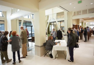 Guests gathered in the Public Information Center of the Church of Scientology