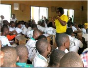 Scientology Volunteer Ministers Goodwill Tour volunteer providing training in a school in Kumasi, Ghana