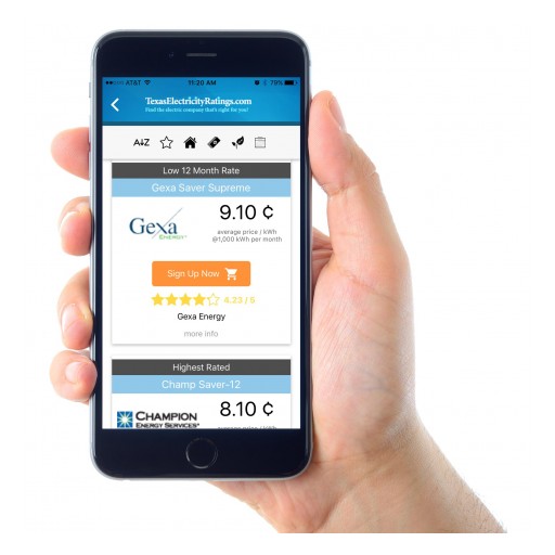 Texas Electricity Ratings Launches Mobile Shopping Apps