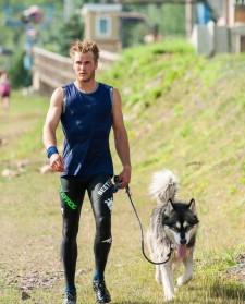 Ryan Atkins, World's Toughest Mudder, with his dog, 