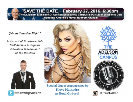 Adelson Campus in Pursuit of Excellence Gala - Keynote Speaker Mayor Giuliani in Las Vegas; Live Auction Hosted by Manning Auctions