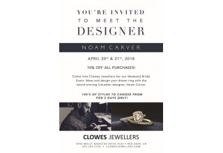 Meet the Designer: Noam Carver promotional flyer for Clowes Jewellers