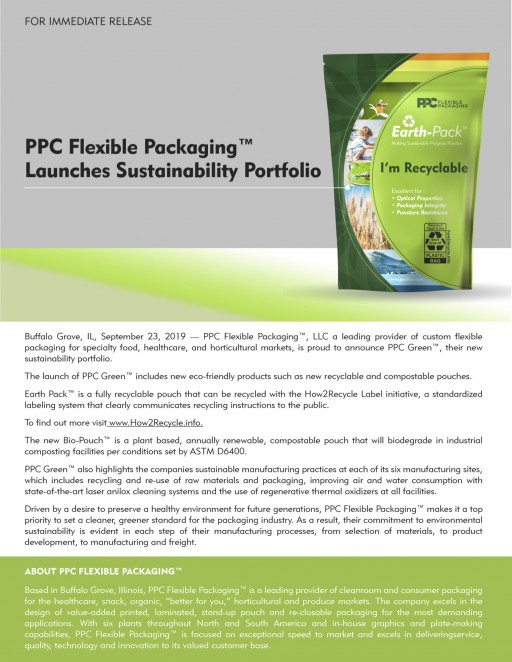 PPC Flexible Packaging™ Launches Sustainability Portfolio