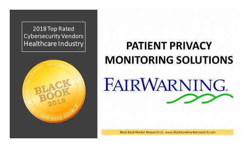 FairWarning Ranks Top in Patient Privacy Monitoring, 2018 Black Book Market Research Cybersecurity User Survey