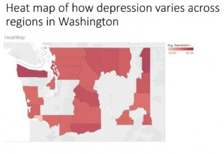 Heat Map of how depression varies across regions in Washington