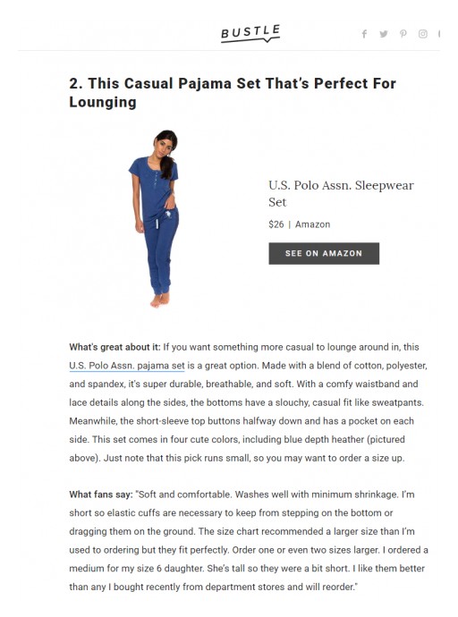 Bustle | 9 Cute Pajama Sets: This Casual Pajama Set That's Perfect For Lounging