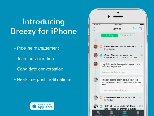 Breezy HR Releases iPhone App and Video Interviewing Giving Recruiters New Tools