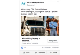 P&S Transportation's recruitment and visibility ads