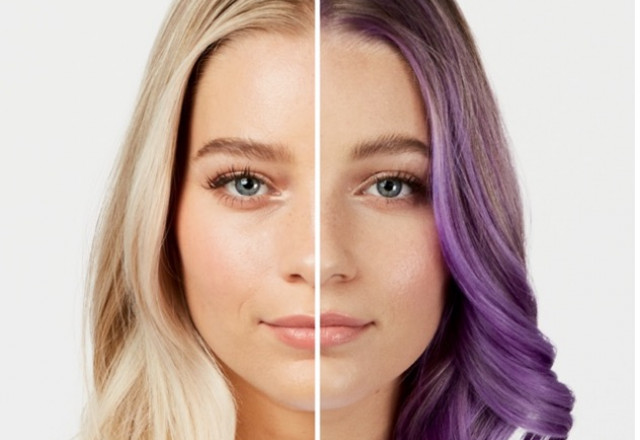 Before and after using ColorBalm shade Lavender