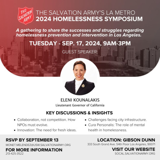 2024 Homelessness Symposium With Lt. Governor Eleni Kounalakis: Tuesday, September 17, L.A.