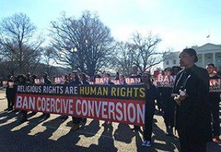 Protesters at White House call for ban of coercive conversion programs
