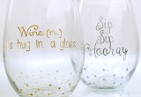 Stemless Hand Painted Wine Glasses