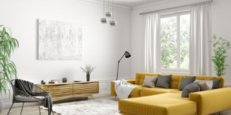 Orange County living room with new vinyl windows