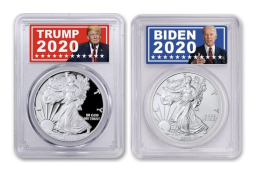 Trump and Biden Labels on Silver Eagle Coins Become a Popular Way to Commemorate a Historic Election Season