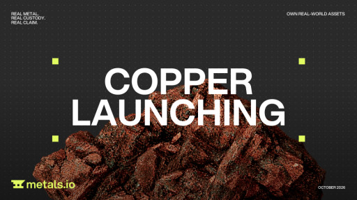 Metals.io Launches Copper, Unlocking Access to the Critical Metal at the Heart of Electrification