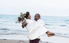 Happy Couple at Beach Wedding