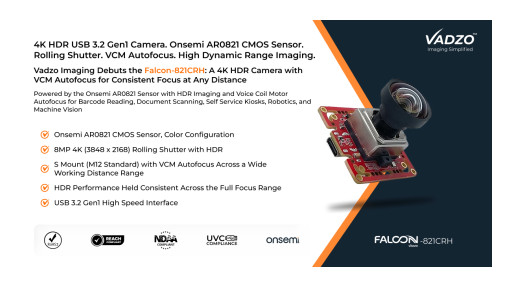 Vadzo Imaging Validates Falcon-821CRH: 8MP AR0821 4K HDR USB 3.2 Gen1 Camera with VCM Autofocus for Consistent Focus Across Various Object Distances