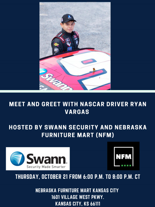 Swann Security and Nebraska Furniture Mart Partner to Sponsor Ryan Vargas During NASCAR Xfinity Series Kansas Lottery 300